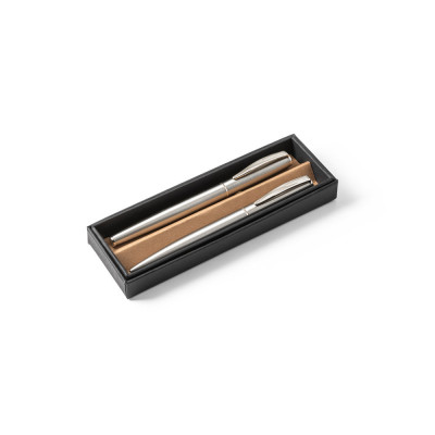 ELLA. Roller and ballpoint pen set with stainless steel body (53 rSS) with clip